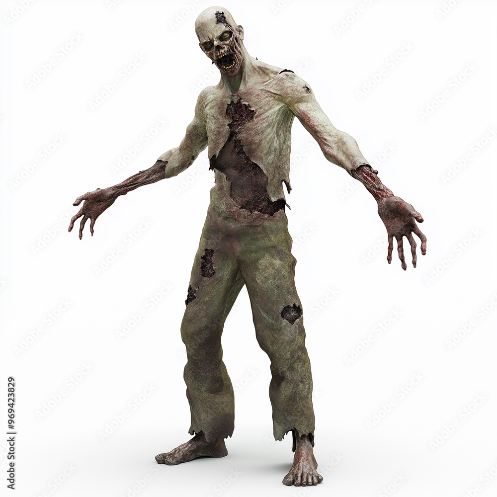3D Zombie halloween character with torn clothes 3D Zombie halloween character with torn clothes