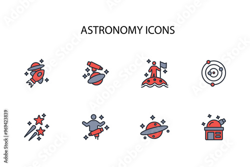 Astronomy icon set.vector.Editable stroke.linear style sign for use web design,logo.Symbol illustration.