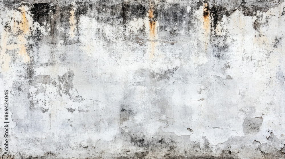 Fototapeta premium Weathered wall with peeling paint and stains.