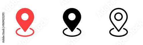 Free Download Location icon set. Map pin pointer. Place marker symbol in flat style. Red and black simple navigation pin signs. - GFXLoad