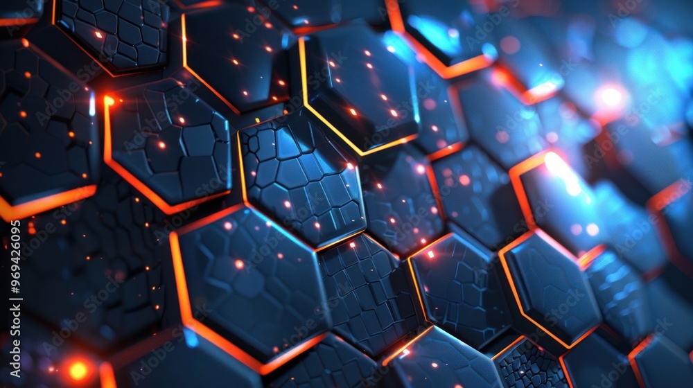 Abstract Hexagon Pattern with Glowing Edges Abstract Hexagon Pattern with Glowing Edges