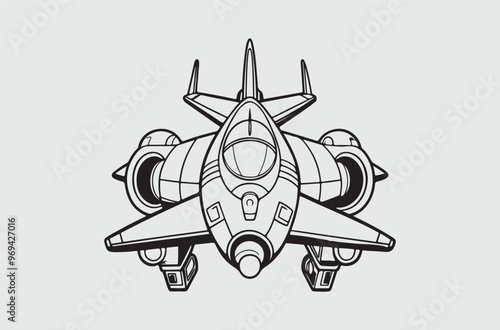 Black line art of a air craft air plane  for kids coloring book coloring page doodle art in white background 