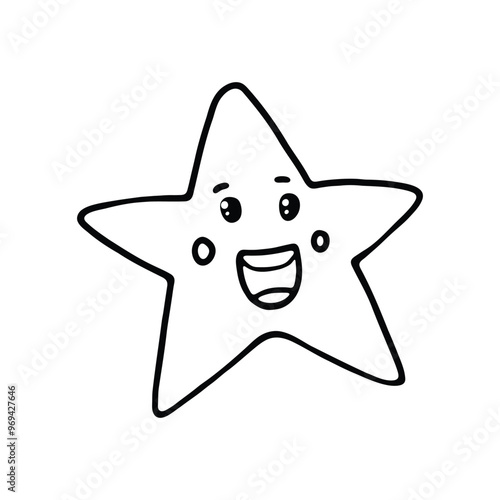 A playful and happy cartoon star with a wide smile and sparkling eyes