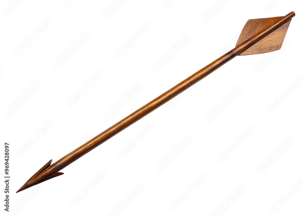 Wooden arrow, side view, transparent background Wooden arrow, side view, transparent background