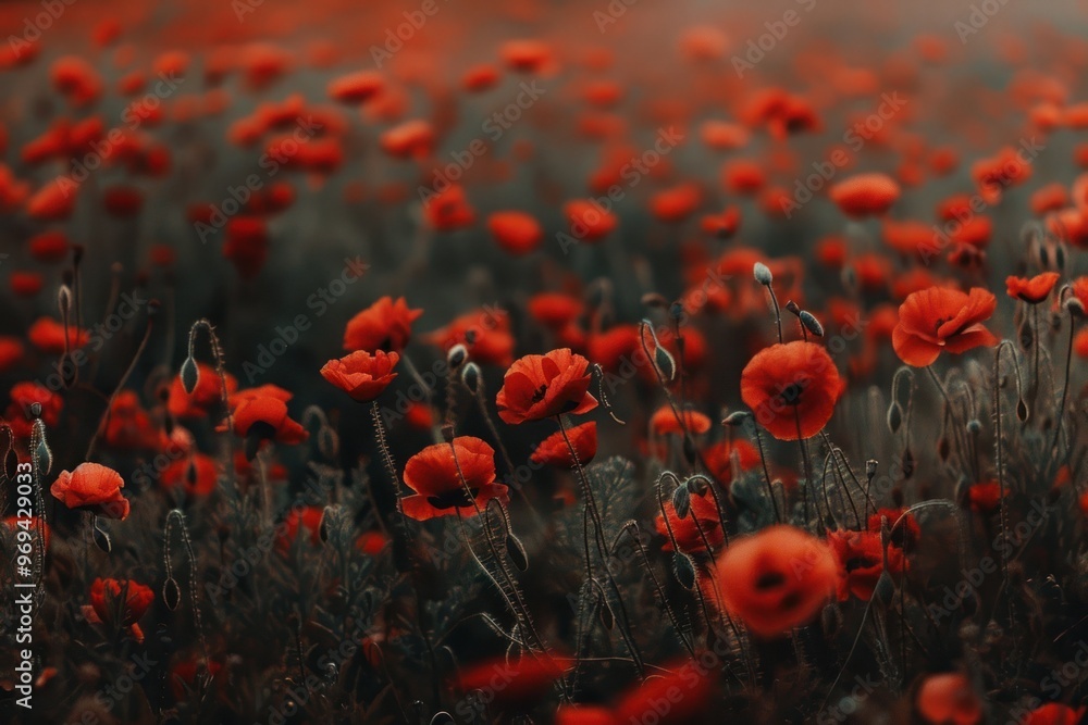 Obraz premium Poppy field blossom flower plant.