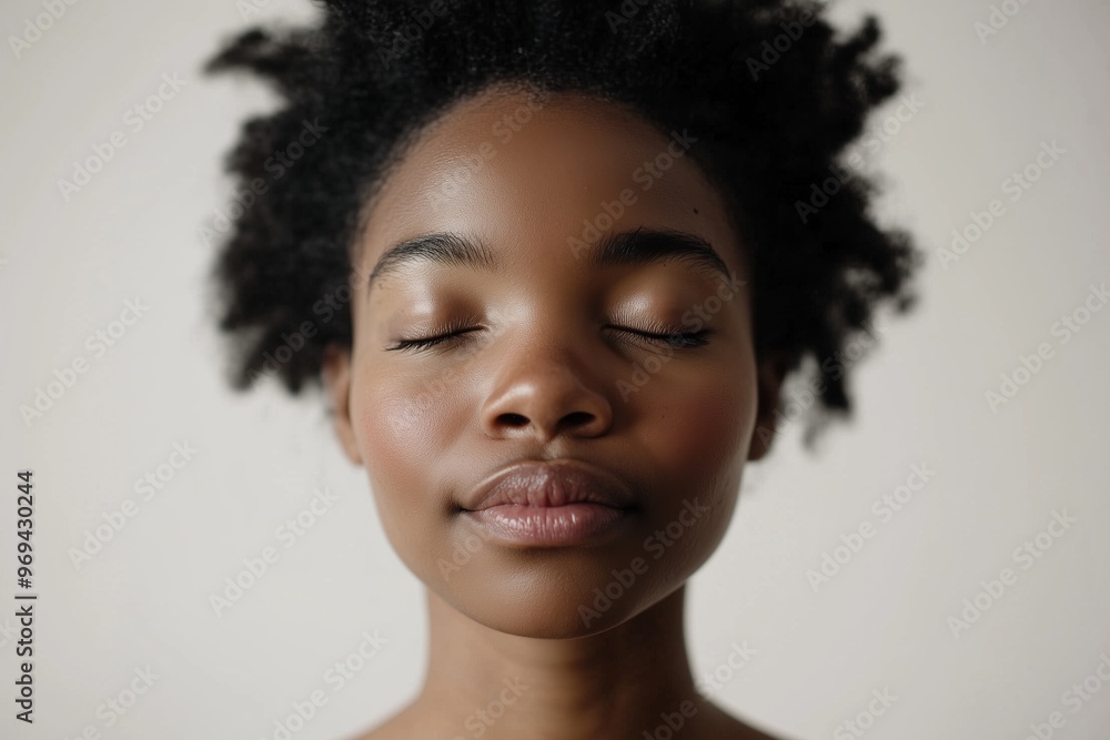 A serene individual meditating with closed eyes and a peaceful expression. A serene individual meditating with closed eyes and a peaceful expression.