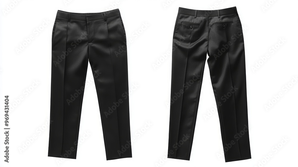 Front views of black trousers on isolated background Front views of black trousers on isolated background