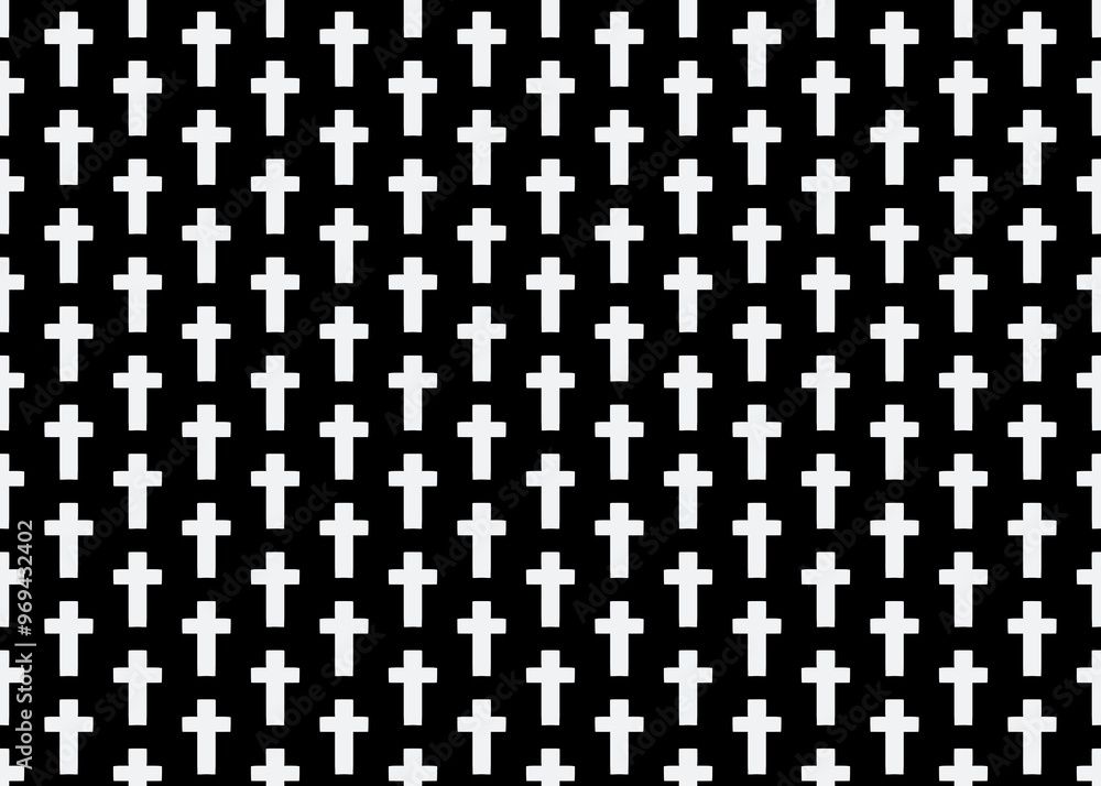 Fototapeta premium Seamless pattern with crosses. Pattern with crosses in black and white colors. Cross silhouette.