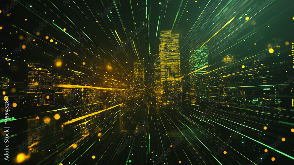 Fototapeta premium Smart digital city with connection cyber security network reciprocity over the cityscape . future smart wireless digital city and social media networking systems that connects people within the city
