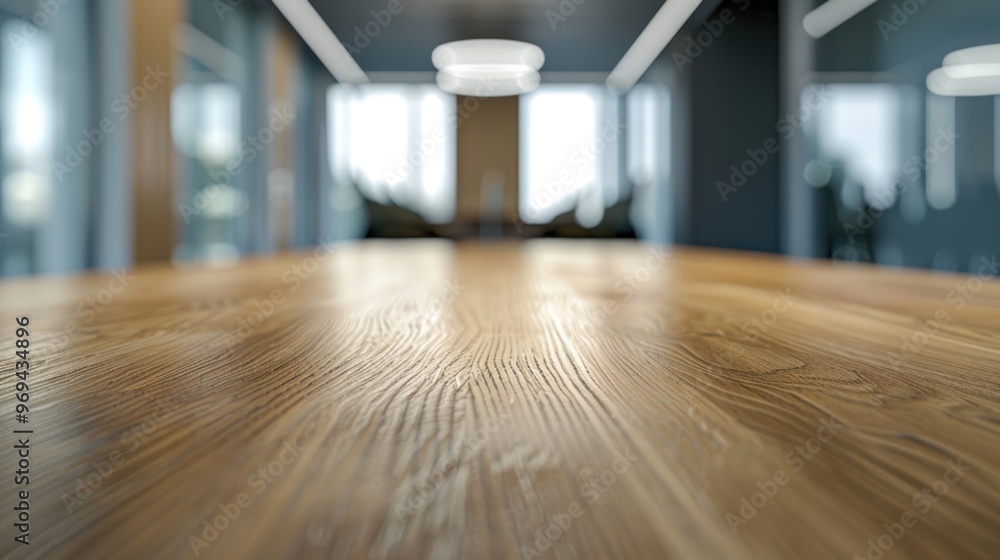 Wooden Tabletop in Office Interior Wooden Tabletop in Office Interior