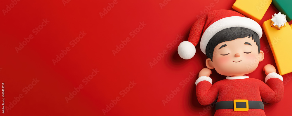 A heartwarming 3D illustration of a sleeping boy eagerly waiting for Santa, featuring selective focus and ample copy space, perfect for holiday-themed projects. A heartwarming 3D illustration of a sleeping boy eagerly waiting for Santa, featuring selective focus and ample copy space, perfect for holiday-themed projects.
