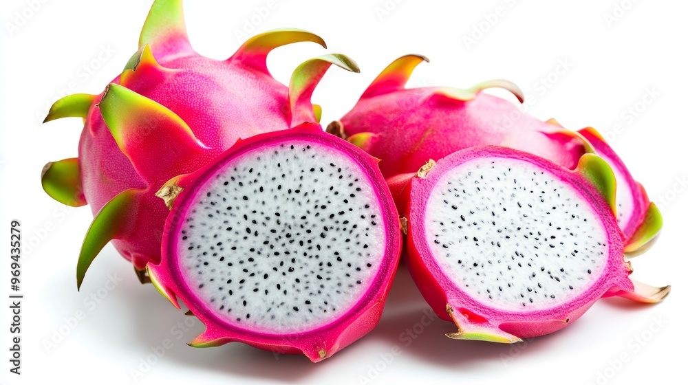 Pitaya or Dragon Fruit isolated against white background Pitaya or Dragon Fruit isolated against white background