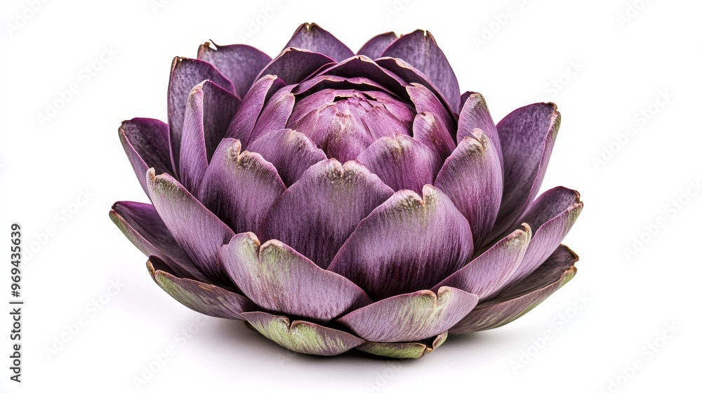 Obraz premium Purple artichoke isolated on white background close up view