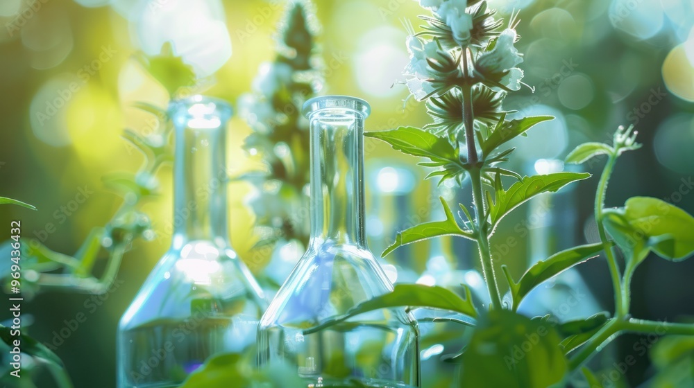 Botanical Research: Glass Bottles and Blossoms in Nature's Embrace Botanical Research: Glass Bottles and Blossoms in Nature's Embrace