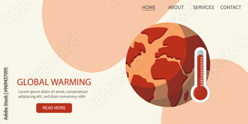 Global warming banner illustration. Climate change. Temperature increase. Environmental crisis illustration. Global warming banner for business