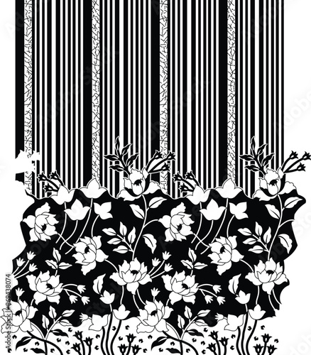 Flower and line Design Pattern, background, texture, fabric.