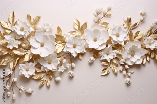 White gold floral border jewelry flower art. photo