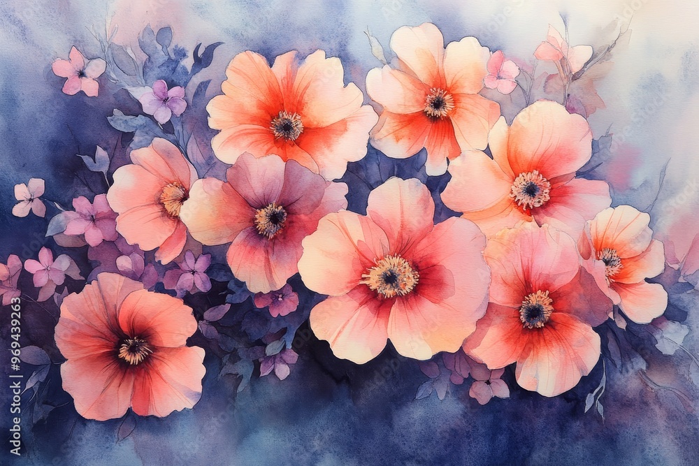 Watercolor Painting of Pink Flowers Watercolor Painting of Pink Flowers