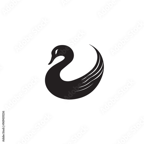 Swan in cartoon, doodle style . Image for t-shirt, web, mobile apps and ui. Isolated 2d vector illustration in logo, icon, sketch style, Eps 10, black and white. AI Generative