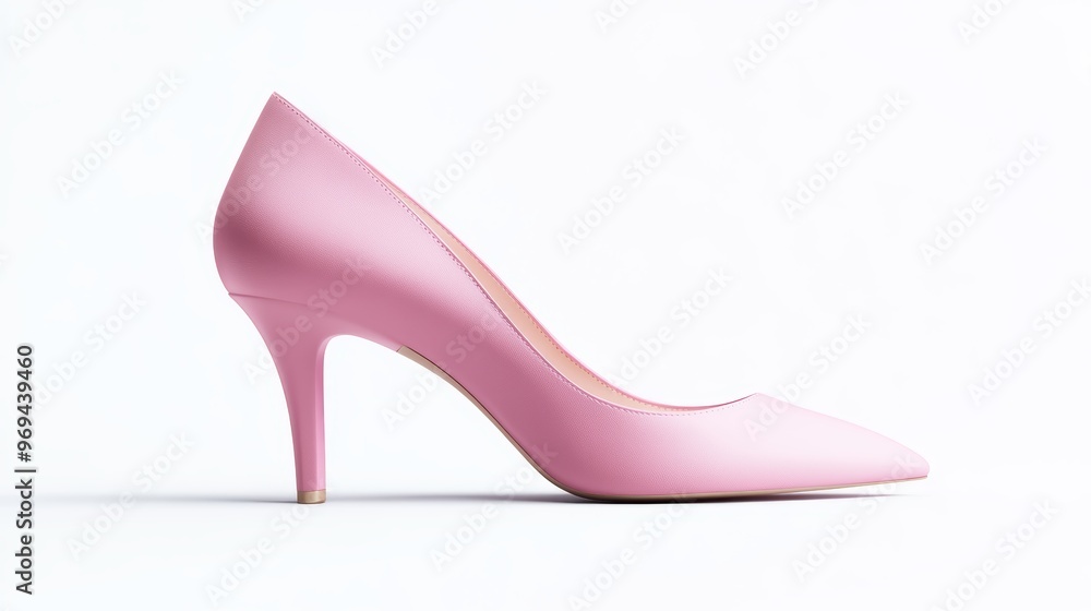 Light pink pointy toe womens shoes with high heels isolated on white background. Female classic stiletto heels in suede leather. Mock up template Light pink pointy toe womens shoes with high heels isolated on white background. Female classic stiletto heels in suede leather. Mock up template