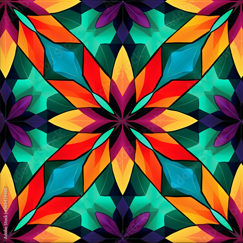 Colorful abstract background with geometric patterns  in bright hues of orange, pink, and yellow ,Generated By Ai photo