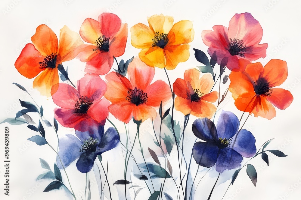Watercolor Bouquet of Delicate Flowers Watercolor Bouquet of Delicate Flowers