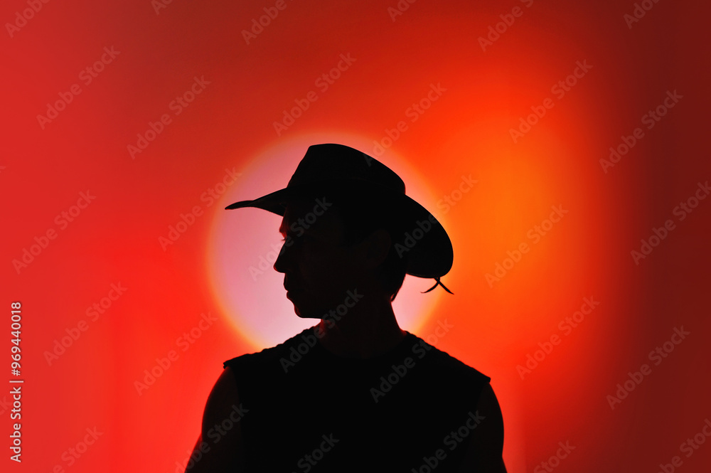 silhueta de homem com chapéu cowboy silhueta de homem com chapéu cowboy