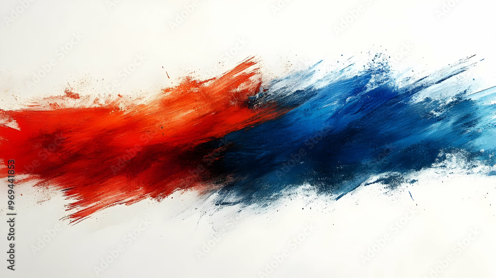 A vibrant abstract artwork featuring dynamic strokes of red and blue colors. A vibrant abstract artwork featuring dynamic strokes of red and blue colors.