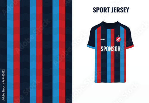 Sublimation design for sports jersey with multi-colored stripes