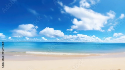 Wallpaper Mural Tranquil Beach Scene with Clouds Torontodigital.ca