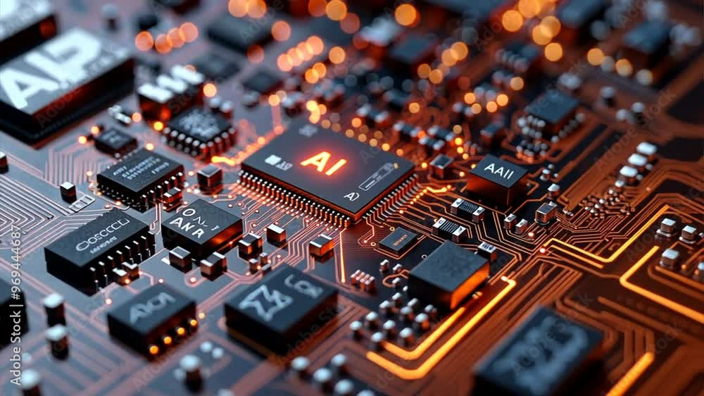 AI Ignition: A high-tech AI chip glows on a complex, futuristic circuit board, symbolizing the power and potential of artificial intelligence. AI Ignition: A high-tech AI chip glows on a complex, futuristic circuit board, symbolizing the power and potential of artificial intelligence.