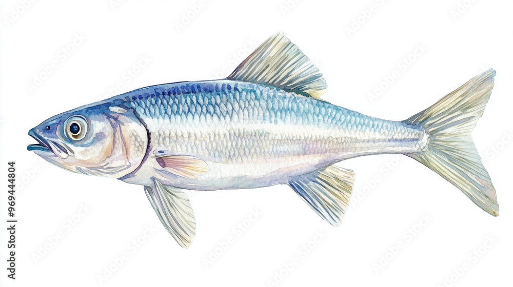 Watercolor Fish Illustration.