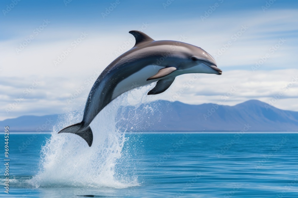 Fototapeta premium A Dusky Dolphin jumping dolphin animal mammal.