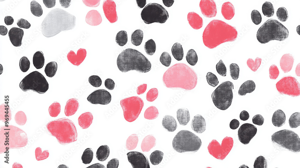 Paw Prints and Hearts. Paw Prints and Hearts.