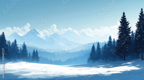 Winter Mountain Scene.