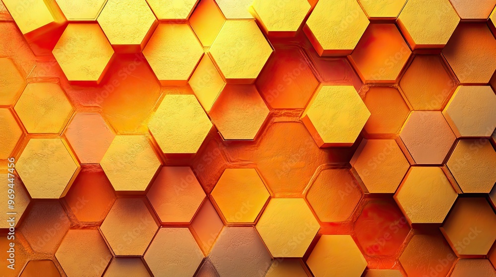 Hexagon honeycomb pattern with gradient colors from yellow to orange Hexagon honeycomb pattern with gradient colors from yellow to orange