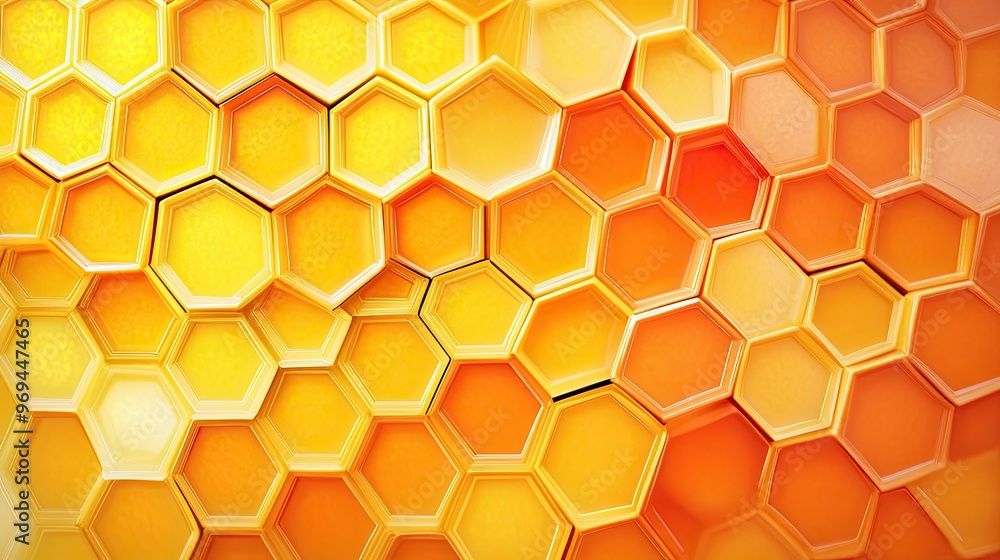 Hexagon honeycomb pattern with gradient colors from yellow to orange Hexagon honeycomb pattern with gradient colors from yellow to orange