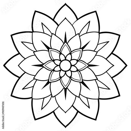 intricate flower outline coloring book page line art drawing