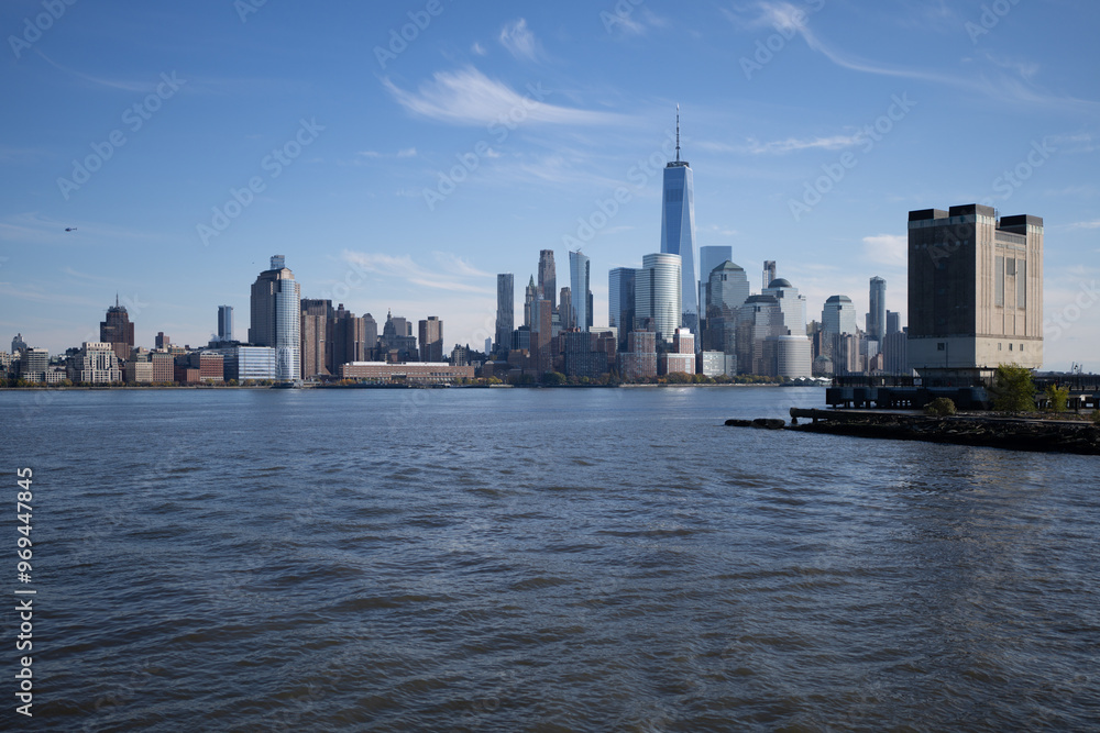 Obraz premium NYC, NY. New York City Skyline with Urban Skyscrapers USA. New York City skyline, cityscape of Manhattan in USA. Panoramic view on Manhattan.