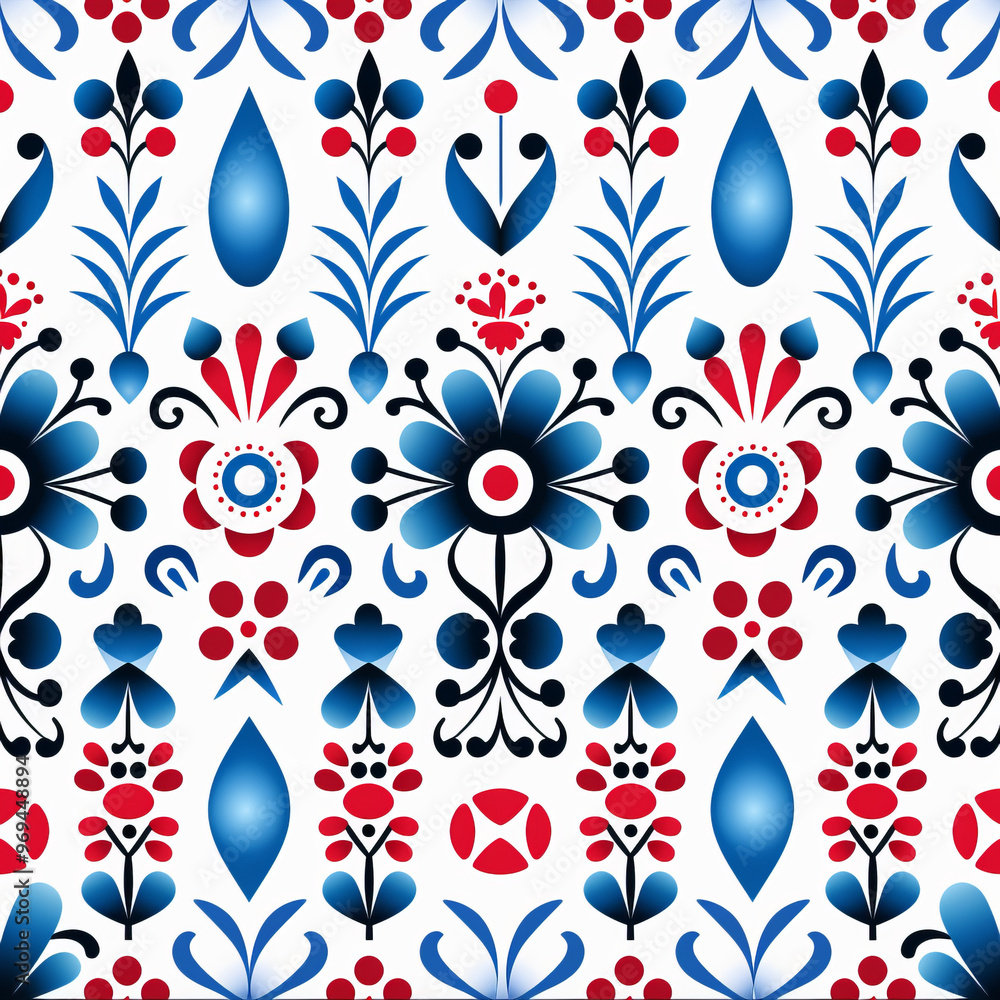 Floral seamless pattern with pink flowers, perfect for wallpaper, vector design, or summer textile ,tile pattern ,white and blue toned,Generated By Ai Floral seamless pattern with pink flowers, perfect for wallpaper, vector design, or summer textile ,tile pattern ,white and blue toned,Generated By Ai