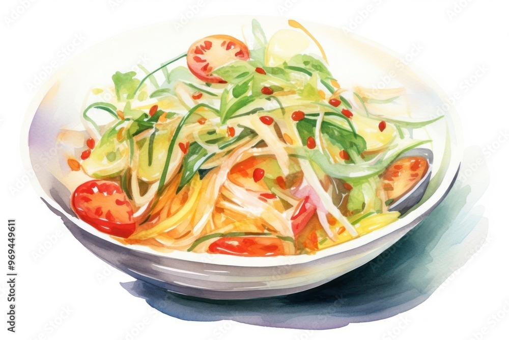 Spicy green papaya salad spaghetti produce noodle. Spicy green papaya salad spaghetti produce noodle.