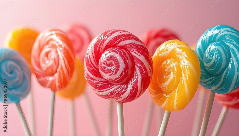 Colorful Lollipops on Pink Background. Colorful Lollipops on Pink Background.