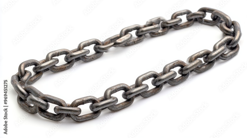 One common metal chain isolated on white One common metal chain isolated on white