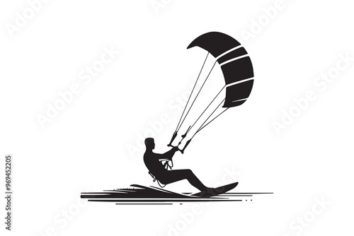 Kitesurfing vector silhouette illustration