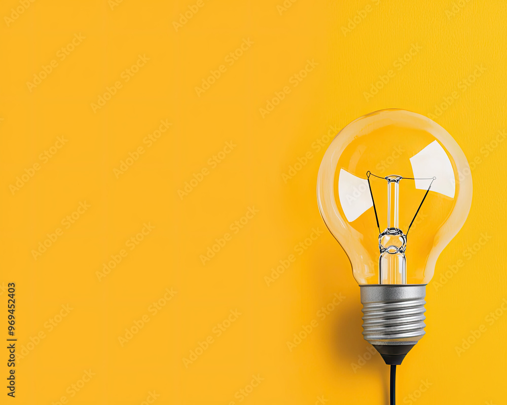 A bright light bulb on a vibrant yellow background, symbolizing creativity and inspiration in design. A bright light bulb on a vibrant yellow background, symbolizing creativity and inspiration in design.