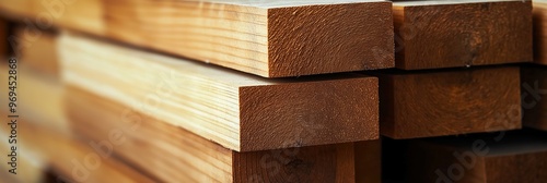 Close-up view of stacked wooden boards showing detailed grain and texture ready for use.