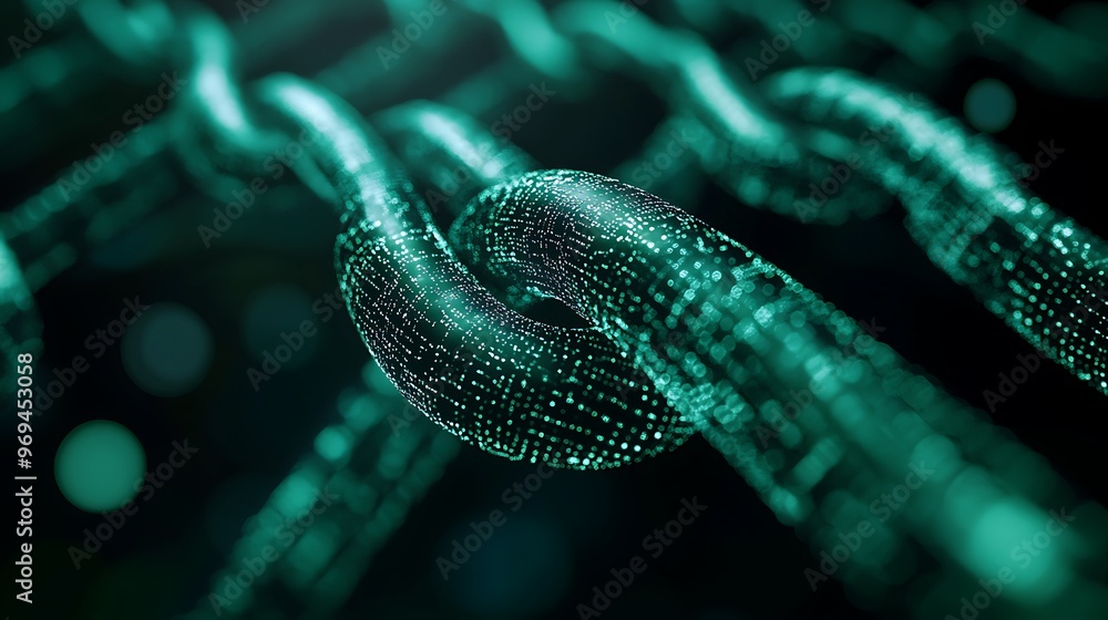 Circular Blockchain Network Technology in Deep Green Glow on Dark Background Circular Blockchain Network Technology in Deep Green Glow on Dark Background