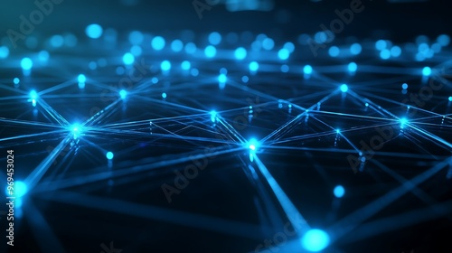 Illuminated Digital Network of 3D Printers in Triangular Formation on Dark Background