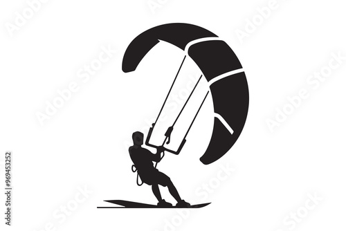 Kitesurfing vector silhouette illustration