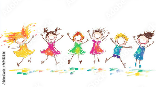 Happy Kids Jumping.